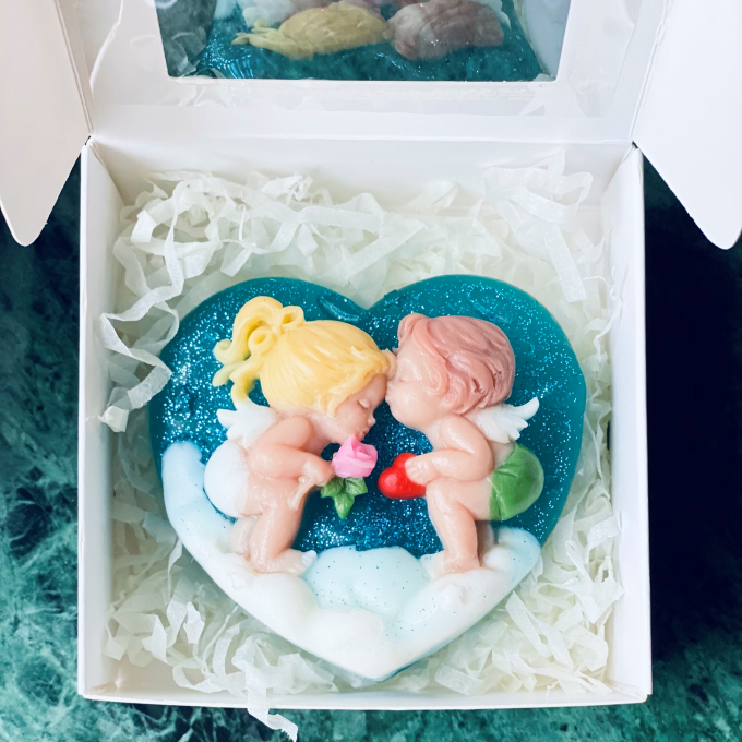 Valentine’s Day Handmade Decorative Soap – Heart-Shaped Cherub Design Gift