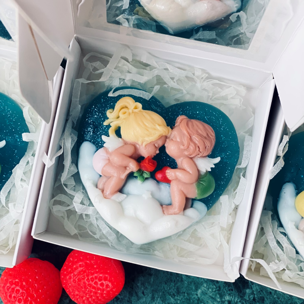 Valentine’s Day Handmade Decorative Soap – Heart-Shaped Cherub Design Gift