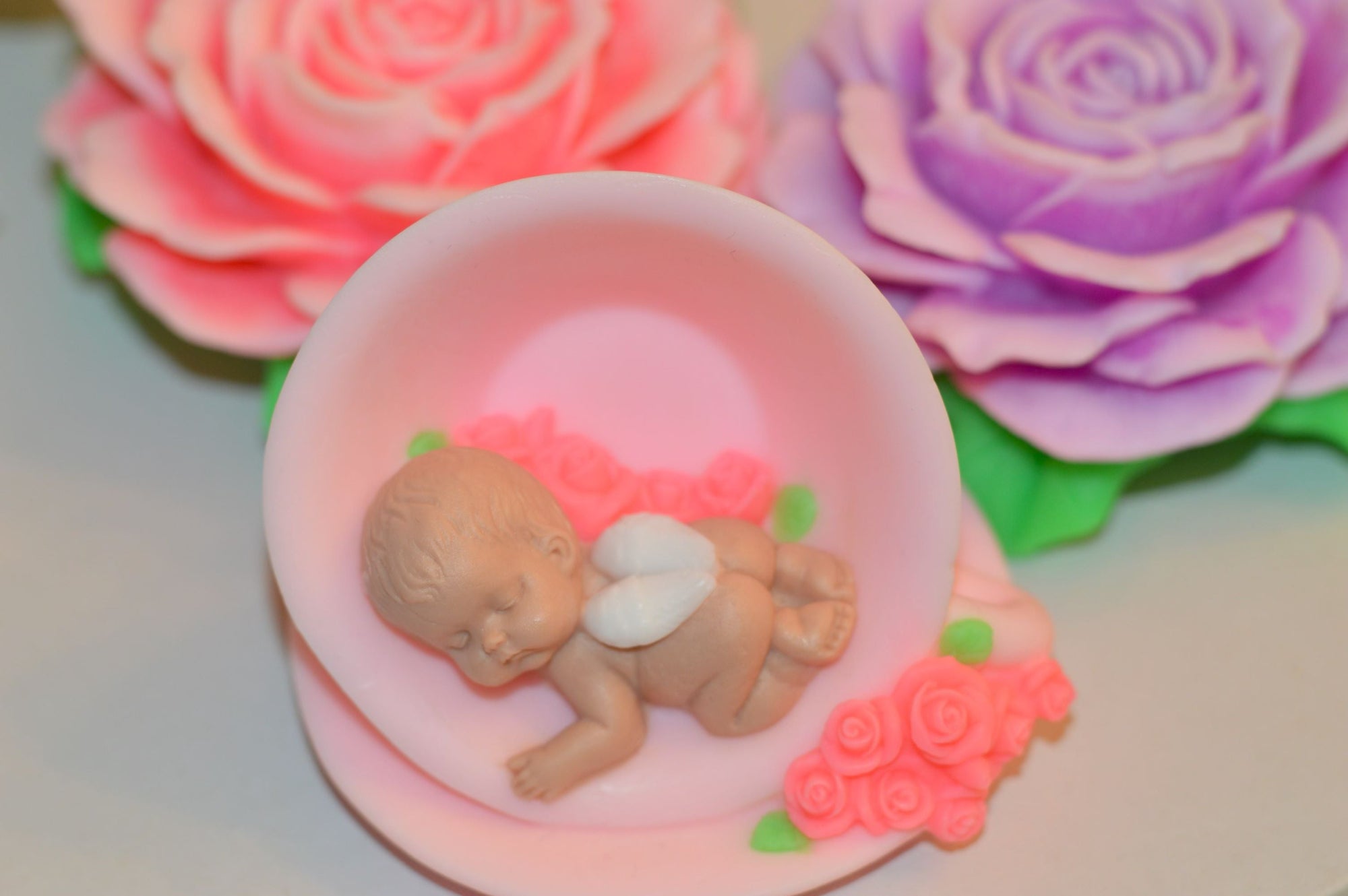 Handmade Baby Angel Soap – Pink Floral Design