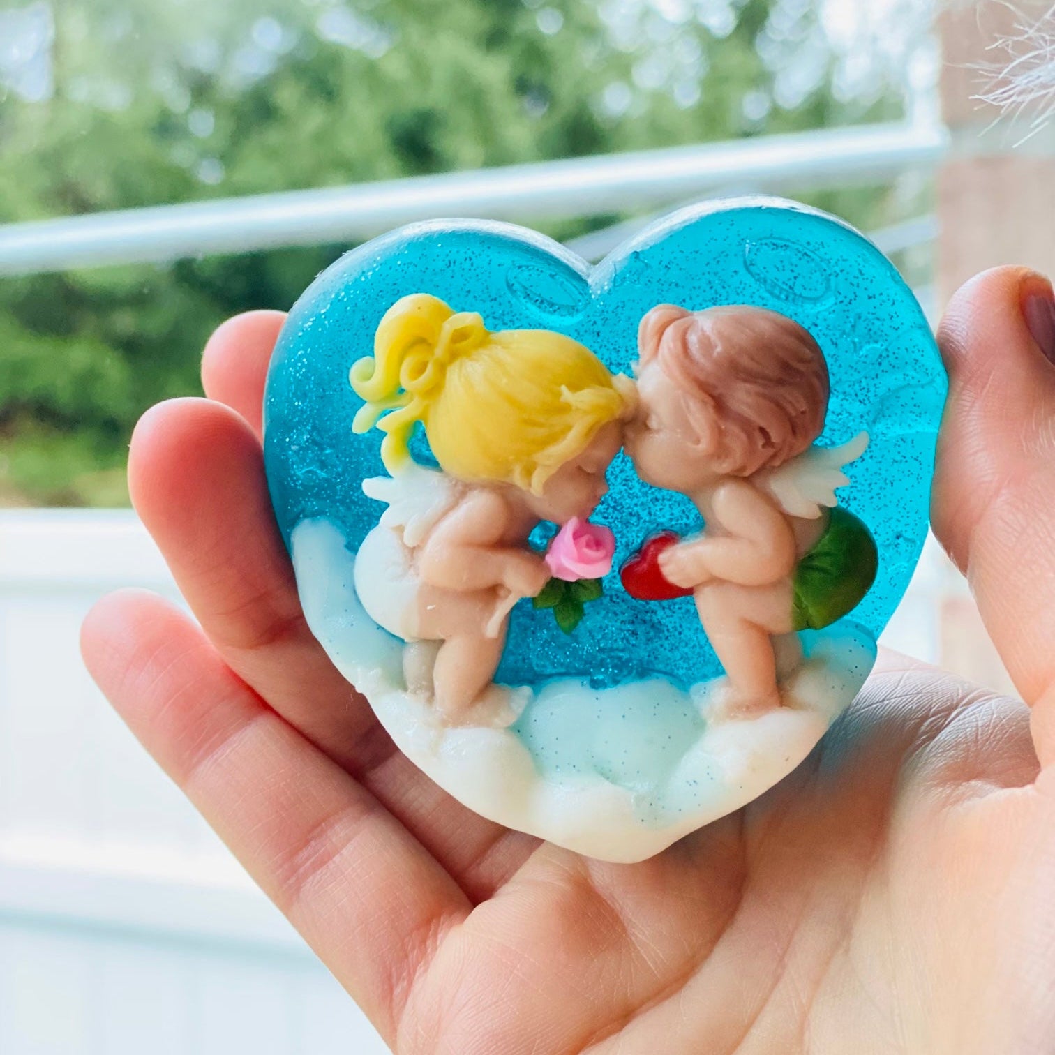 Valentine’s Day Handmade Decorative Soap – Heart-Shaped Cherub Design Gift