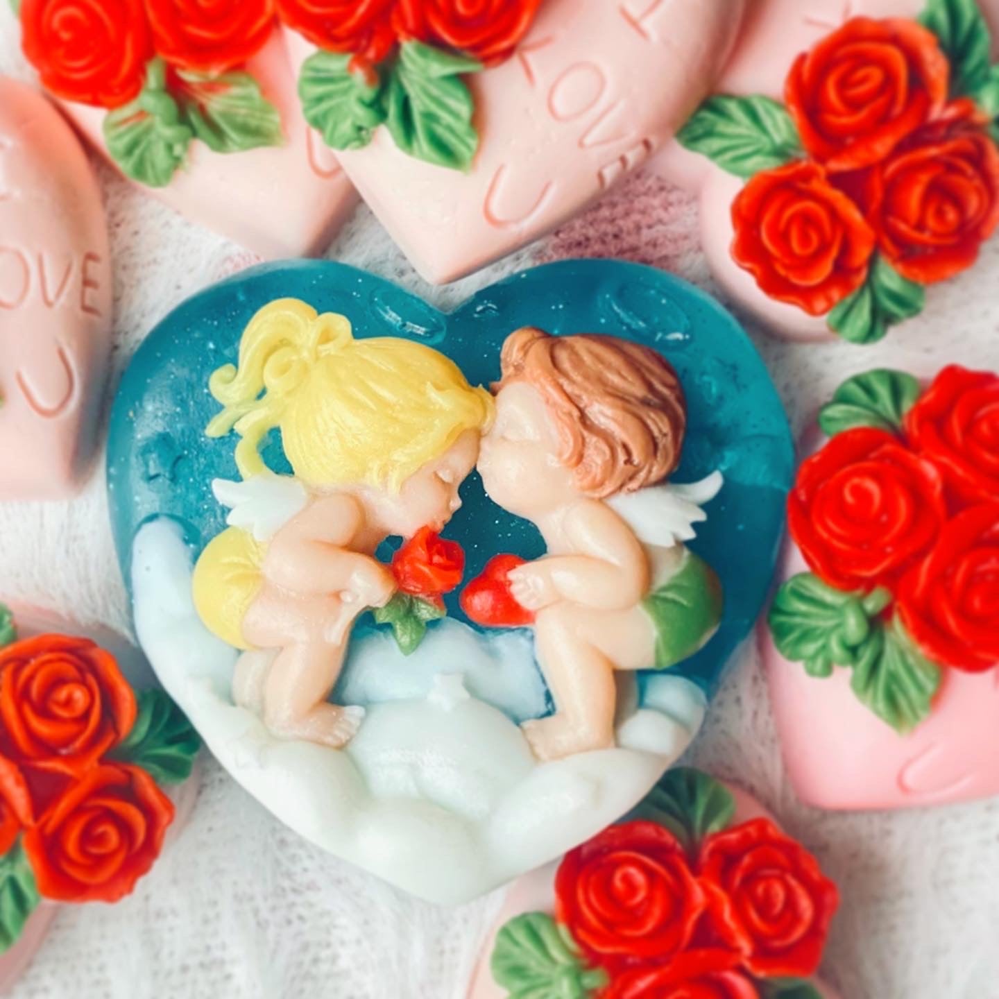 Valentine’s Day Handmade Decorative Soap – Heart-Shaped Cherub Design Gift