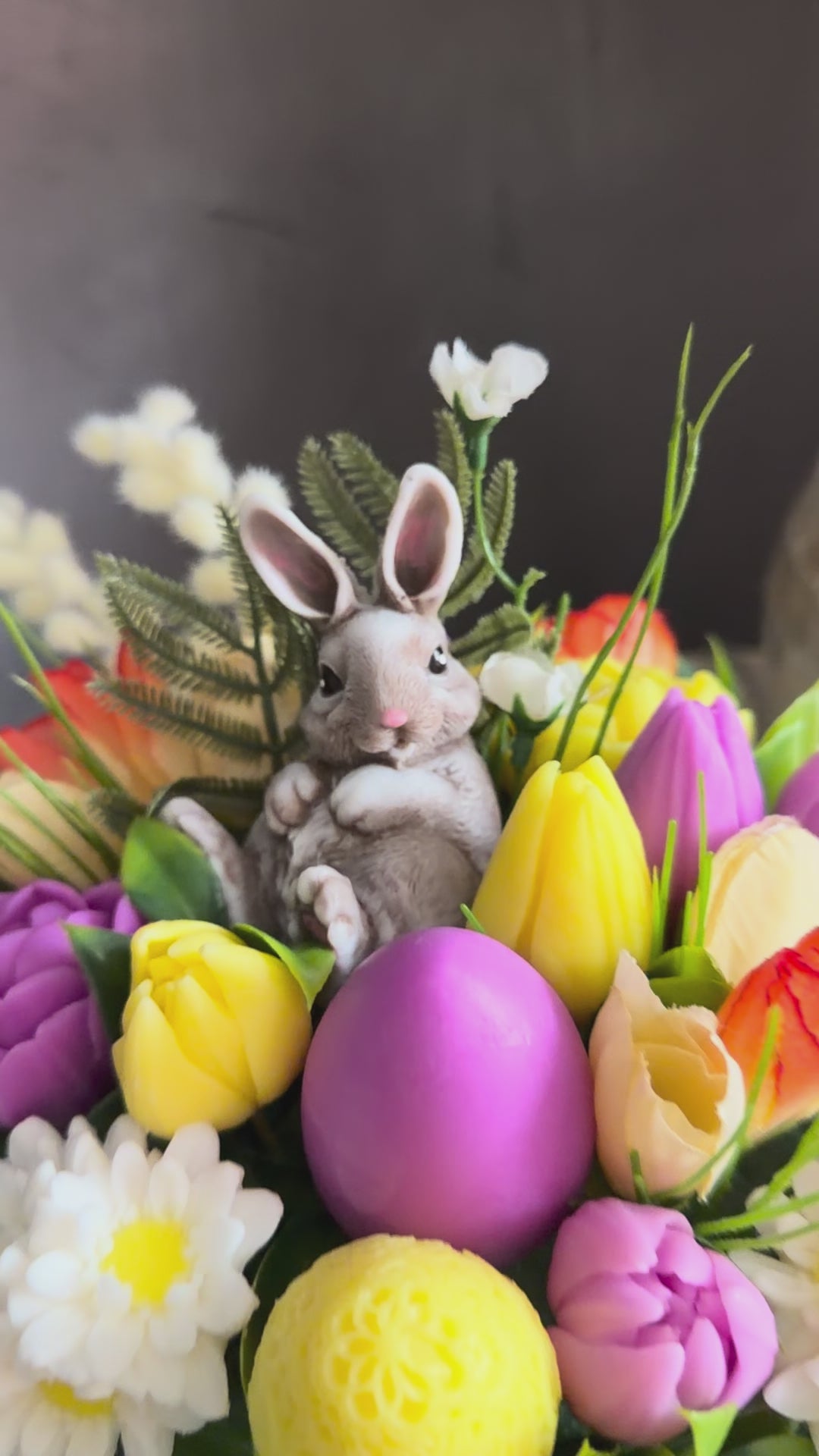 Easter Soap Basket Arrangement — Bunny Soap + Flower Soap Bouquet + Egg Soap Centerpiece (Gift-Ready)